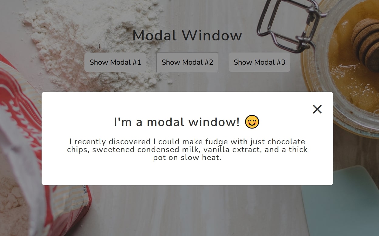 Popup modal window